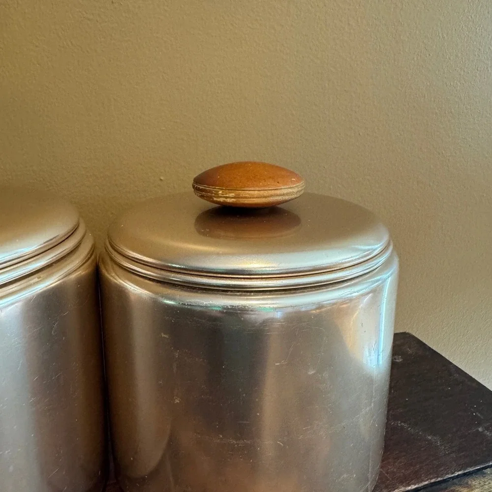 Vintage Mirro Pink Aluminum Canister Set 3‎ Piece Kitchen Storage Containers USA